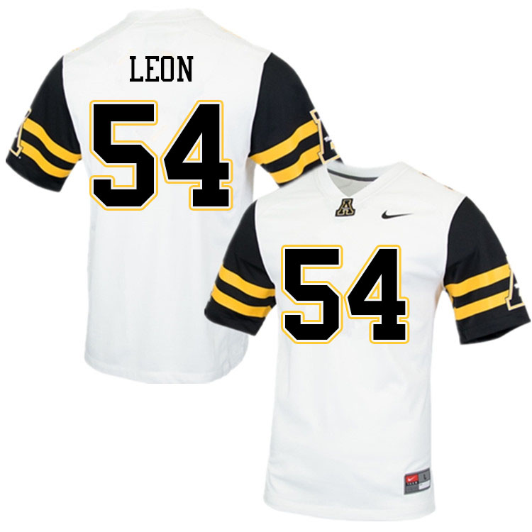 Men #54 Orlando Leon Appalachian State Mountaineers College Football Jerseys Sale-White